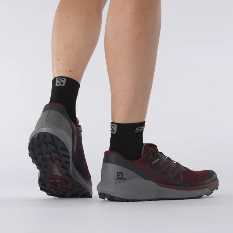 Tenis Para Trail Running Salomon Sense Ride 4 Mujer Vino Grises Oscuro | MX FDXR251